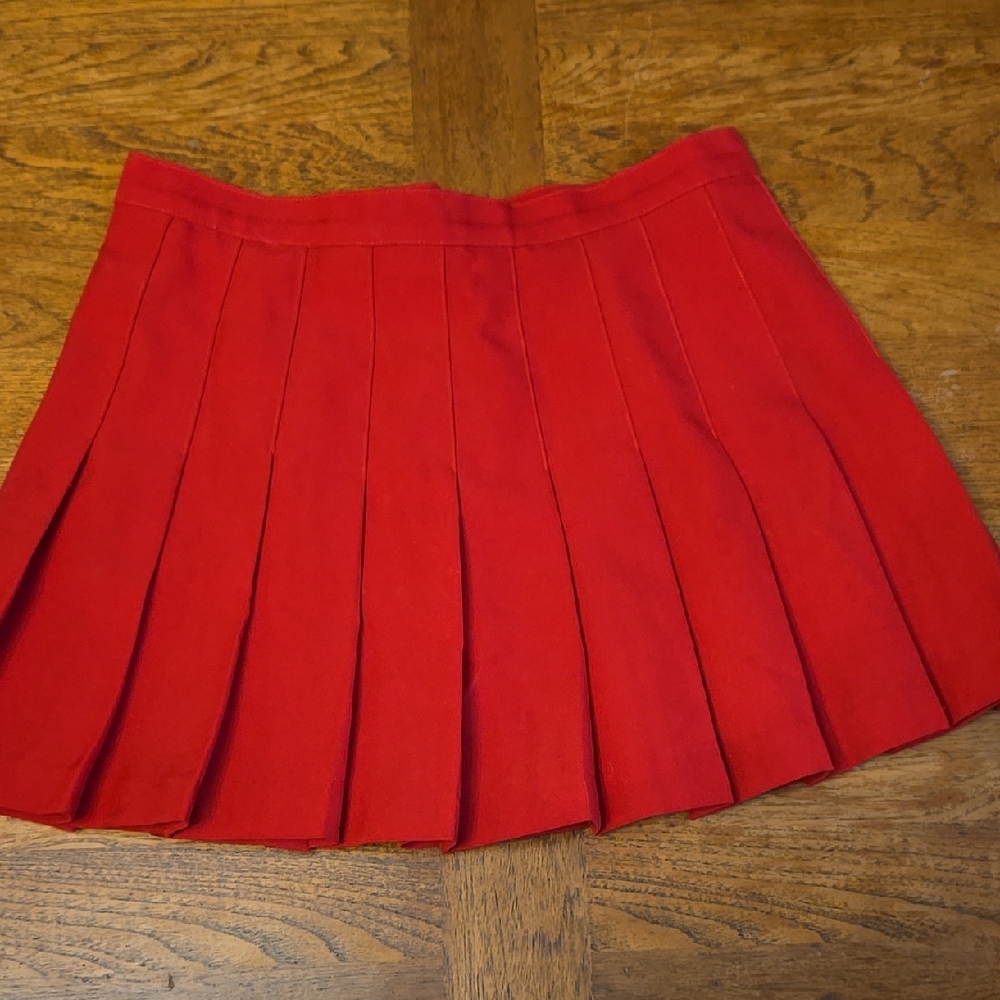 Red Pleated Women's Skirt